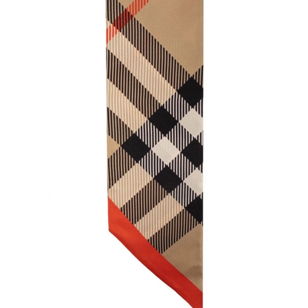 Classic Tan and Orange Checkered scarf - Picture 2 of 4